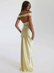Elegant Satin Backless Maxi Dress