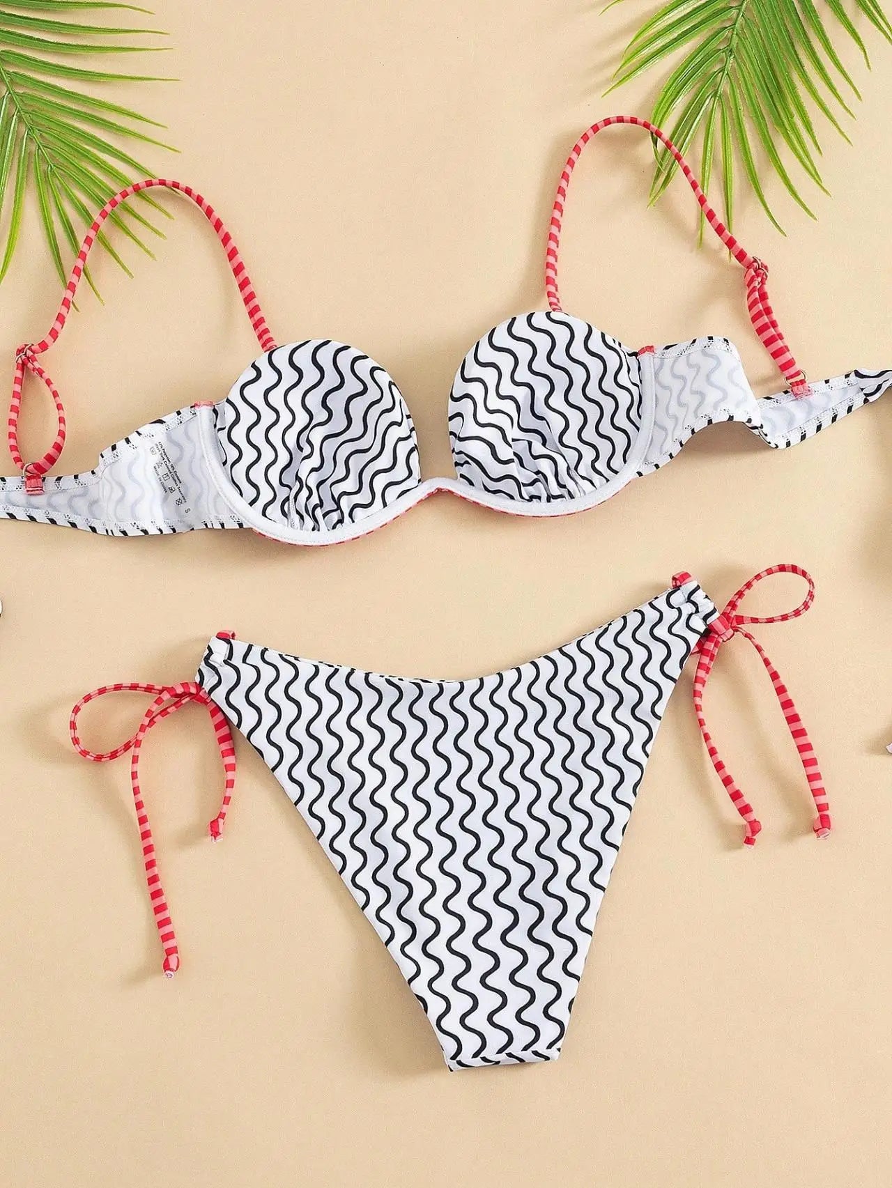 Sexy Black Ripple Pattern Bikini Set
