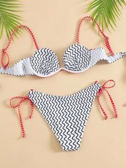 Sexy Black Ripple Pattern Bikini Set