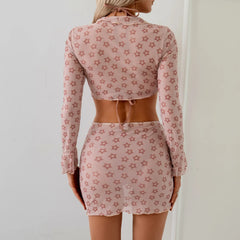 Vintage Pink Floral Print Bikini Set
