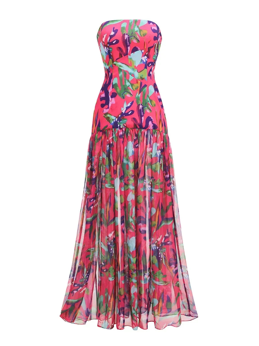 Retro Printed Long Dress