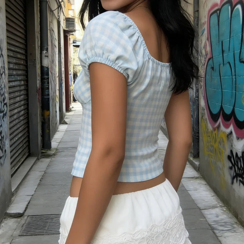 Y2k Gingham Crop Top