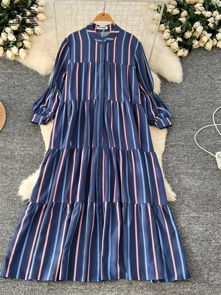 Vacation Striped Loose Dress