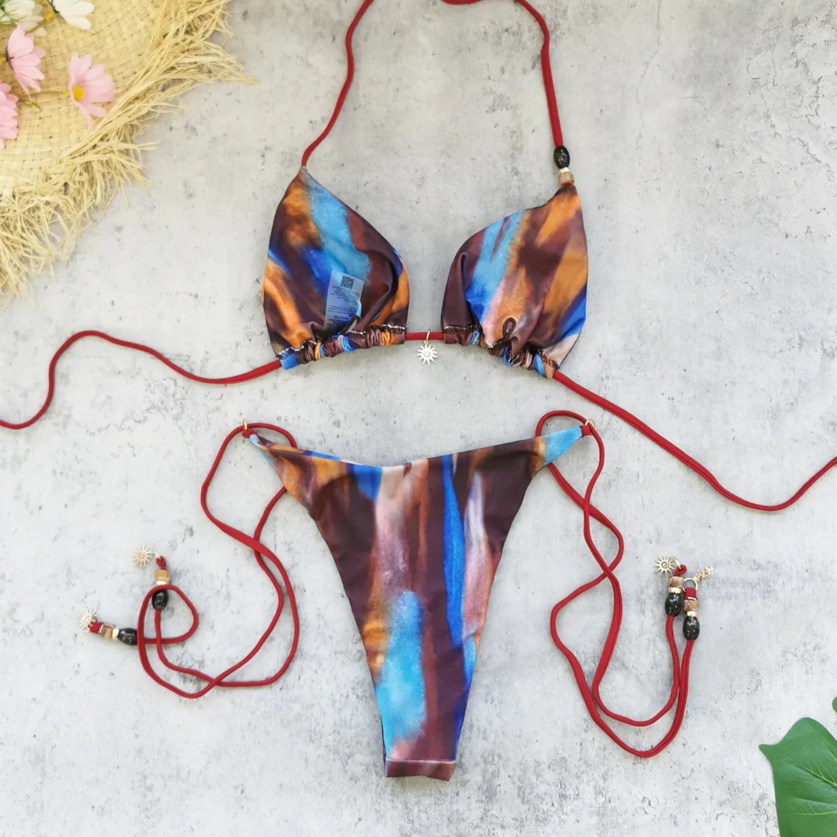 Sexy Blue Tie Dye Gradient Micro Bikini