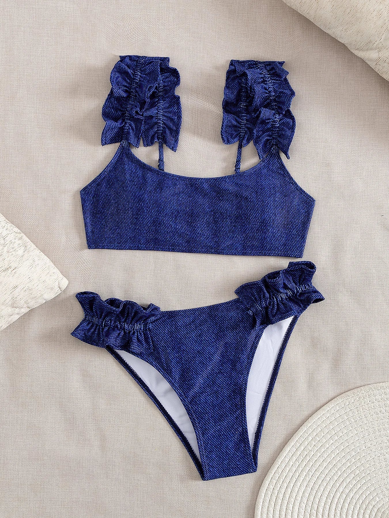 Sexy Ruffles Strap Bikini Set