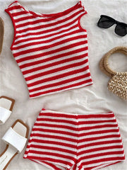 Vintage Red Striped Bikini Set