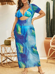 Sexy Blue Tie Dye Gradient Bikini Set