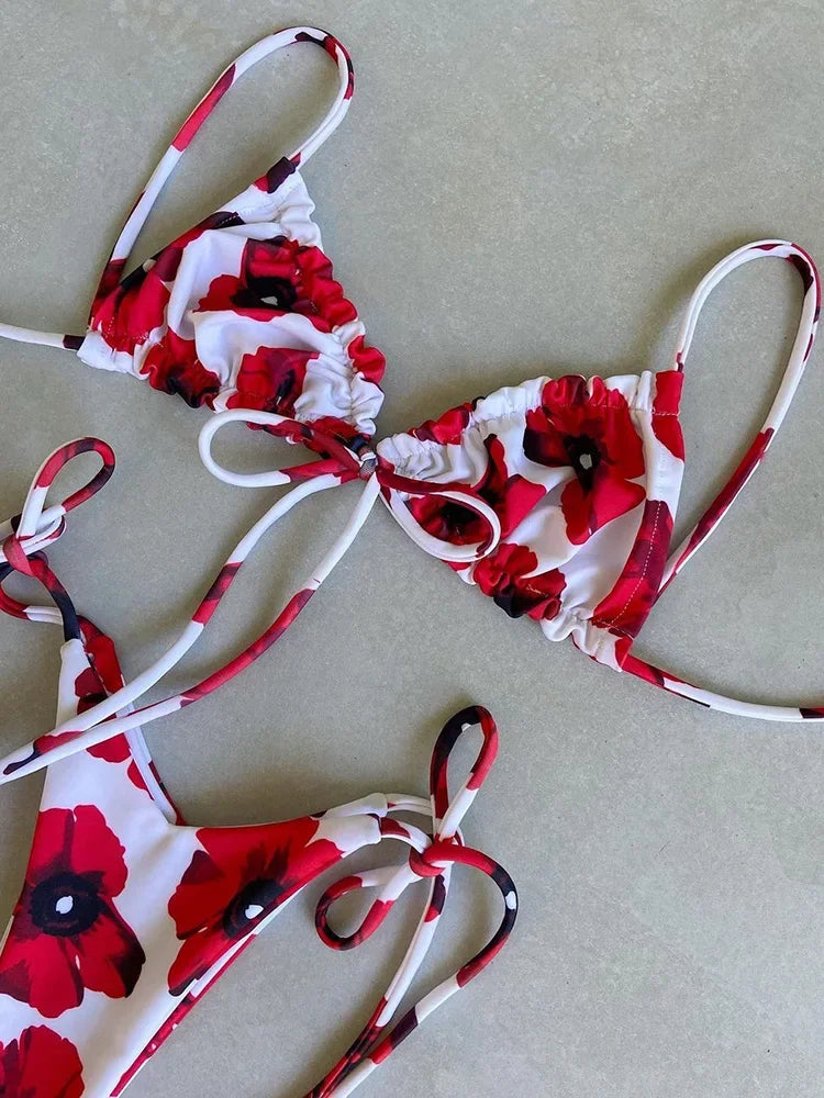 Sexy Ruffle Frilled Micro Thong Bikini