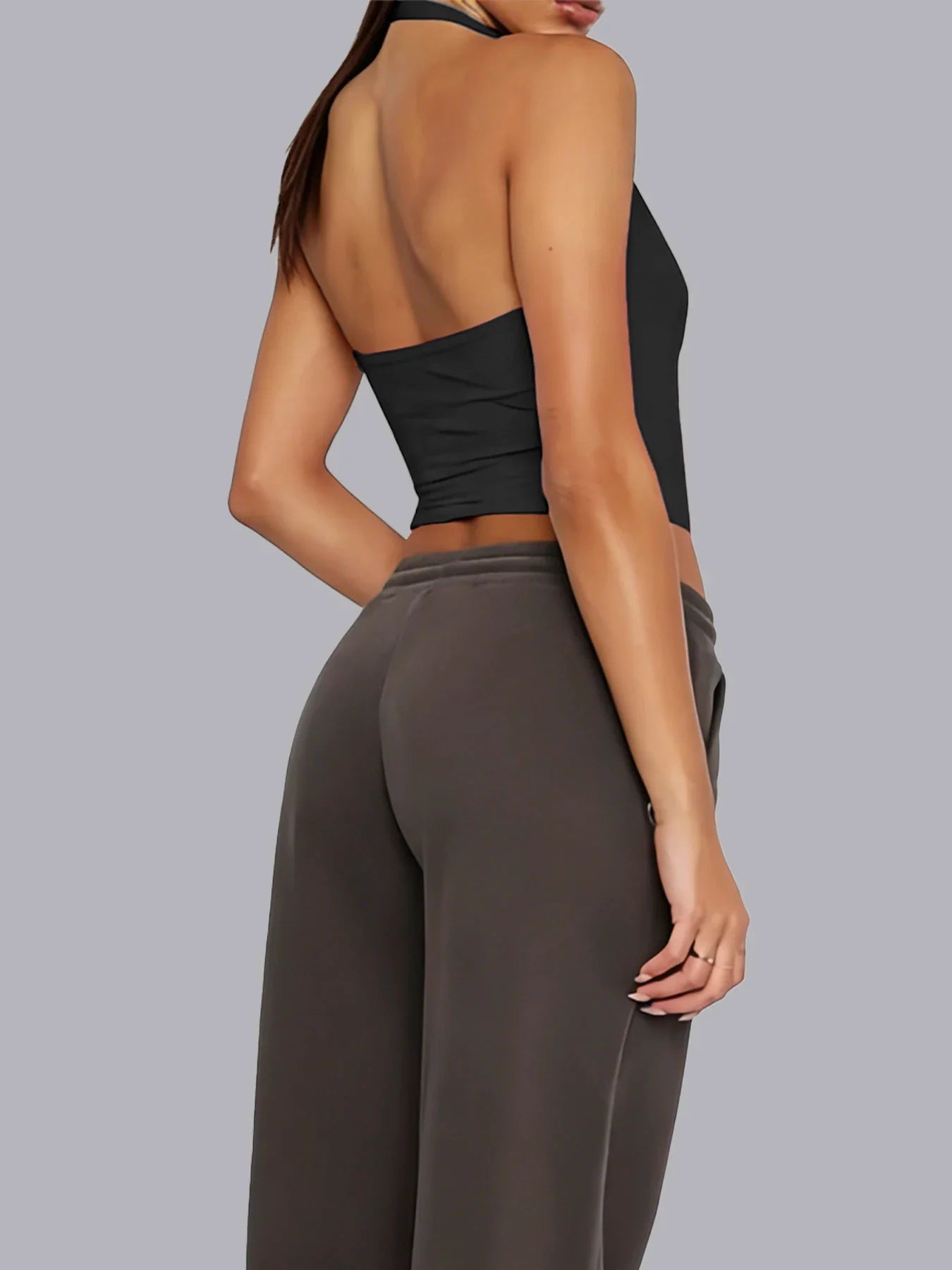 Halter Deep V Neck Crop Tank Tops