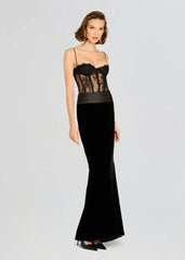 Black Lace See Through Strapless Prom Dress