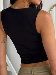 Sleeveless  Collar Crop Top