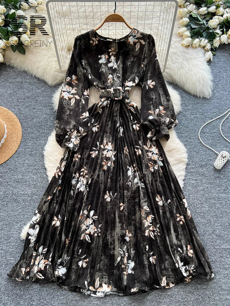 Vintage Floral Print Dress