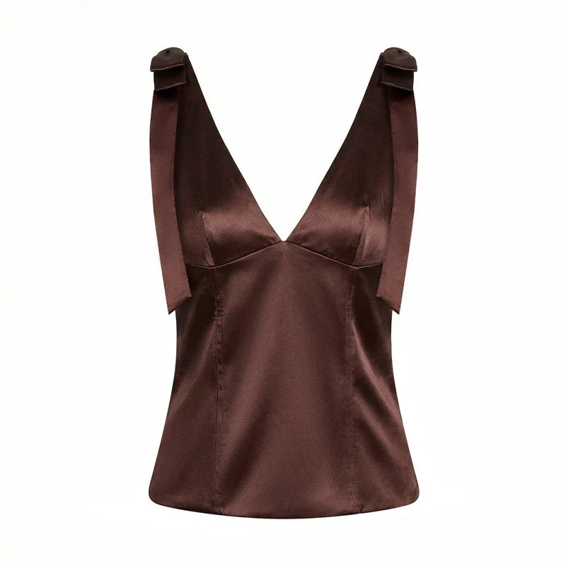 Silky Satin V Neck Cami Top