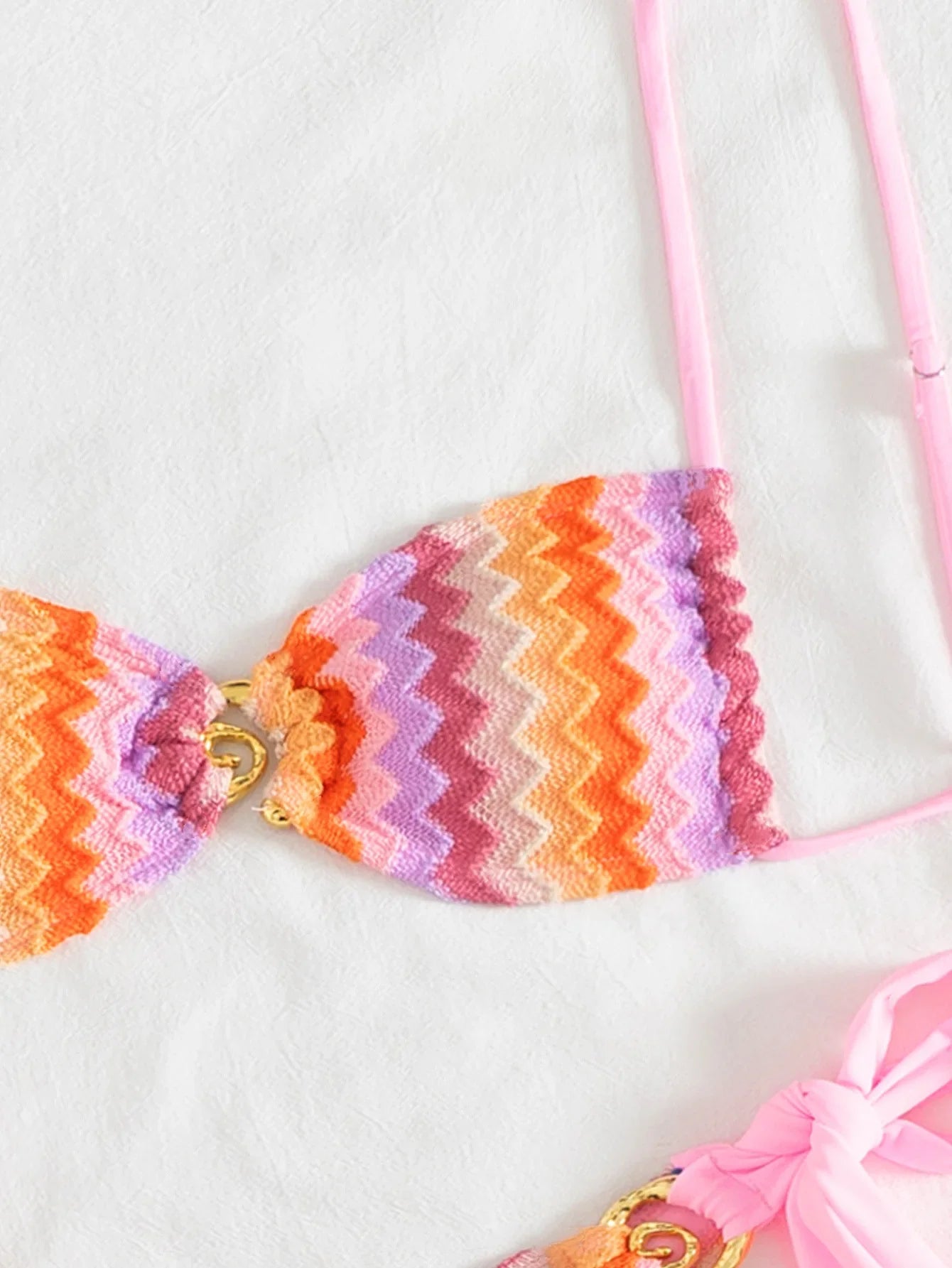 Sexy Pink Striped Mini Bikini