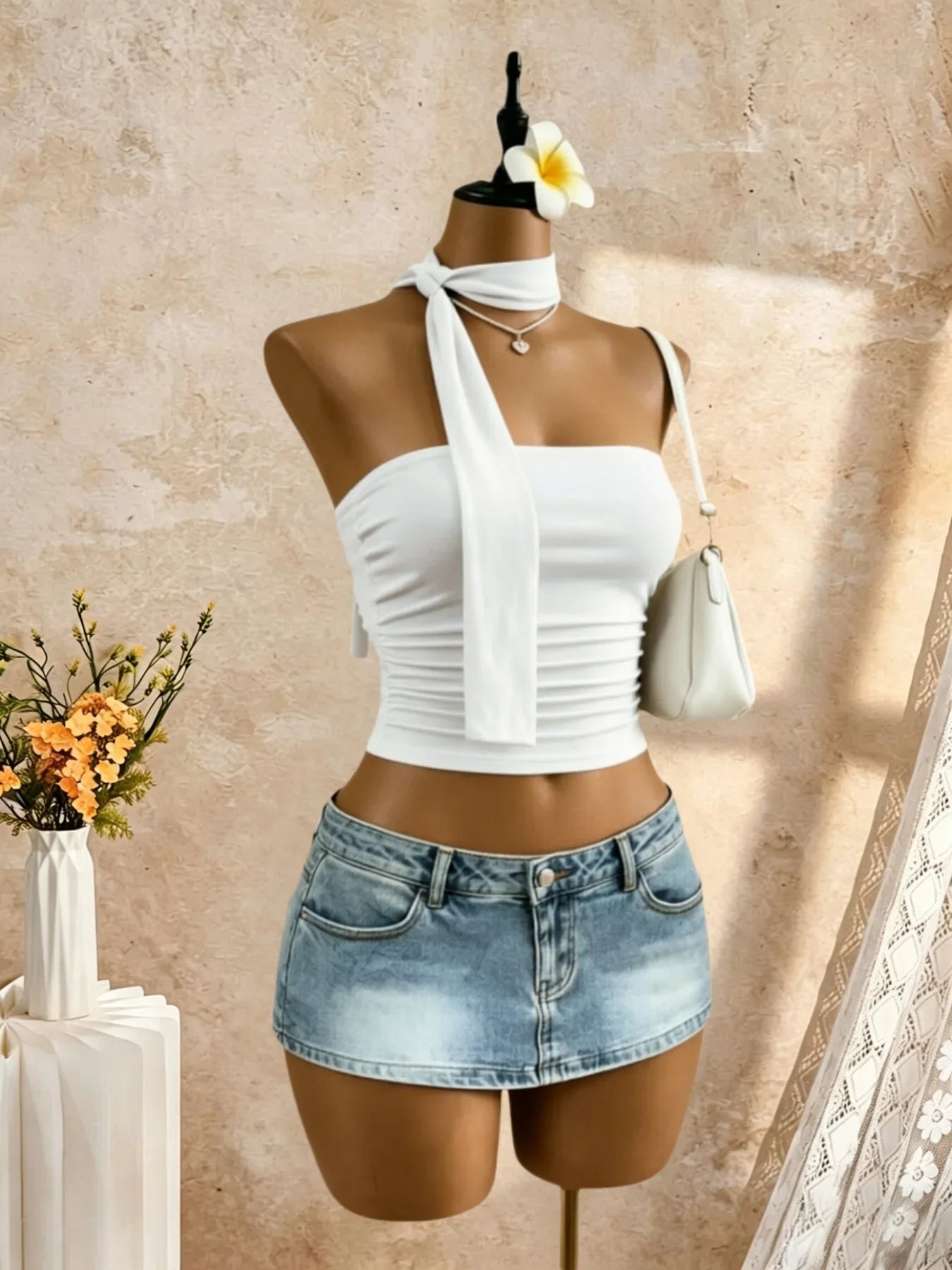 Strapless Side Ruched Crop Bandeau Tube Top