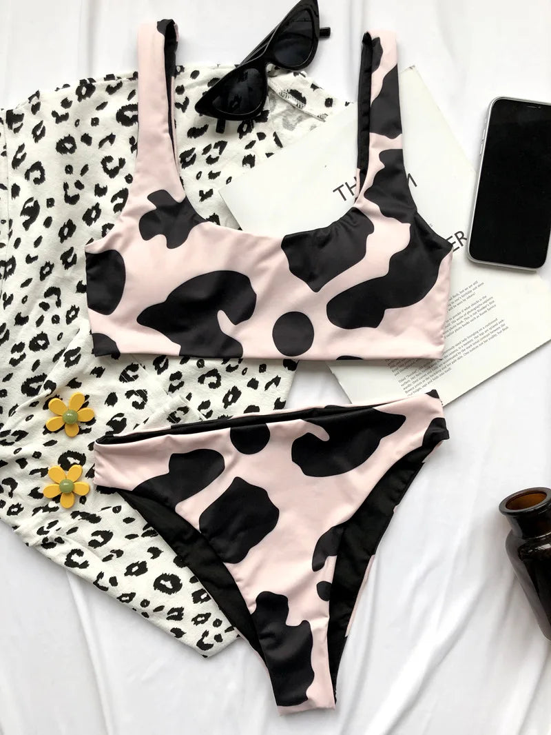 Sexy Cow Print Bikini Set