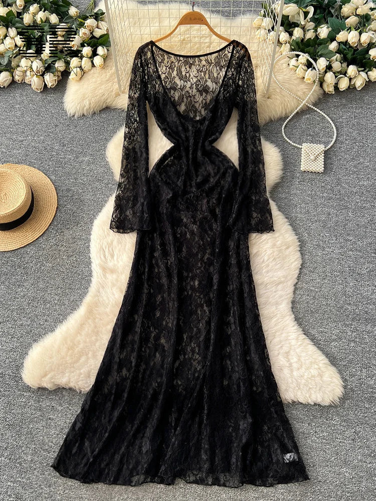 Sheer Lace Feminine Dress