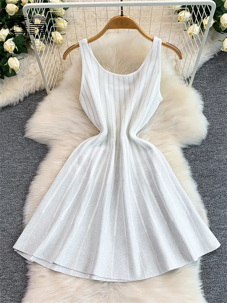 Stripe Knitting OL Dress