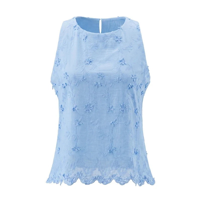 Floral Embroidery Sleeveless Tank Top