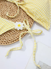Sexy Yellow 3D Flower Bikini Set