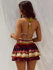 Sexy Halter Print Mini Dress