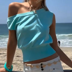 Y2K Off Shoulder Knitted Tank Top