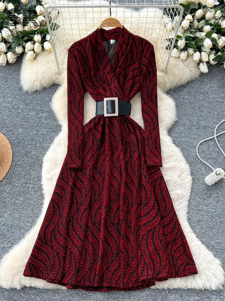 Autumn Elegant Print Dress