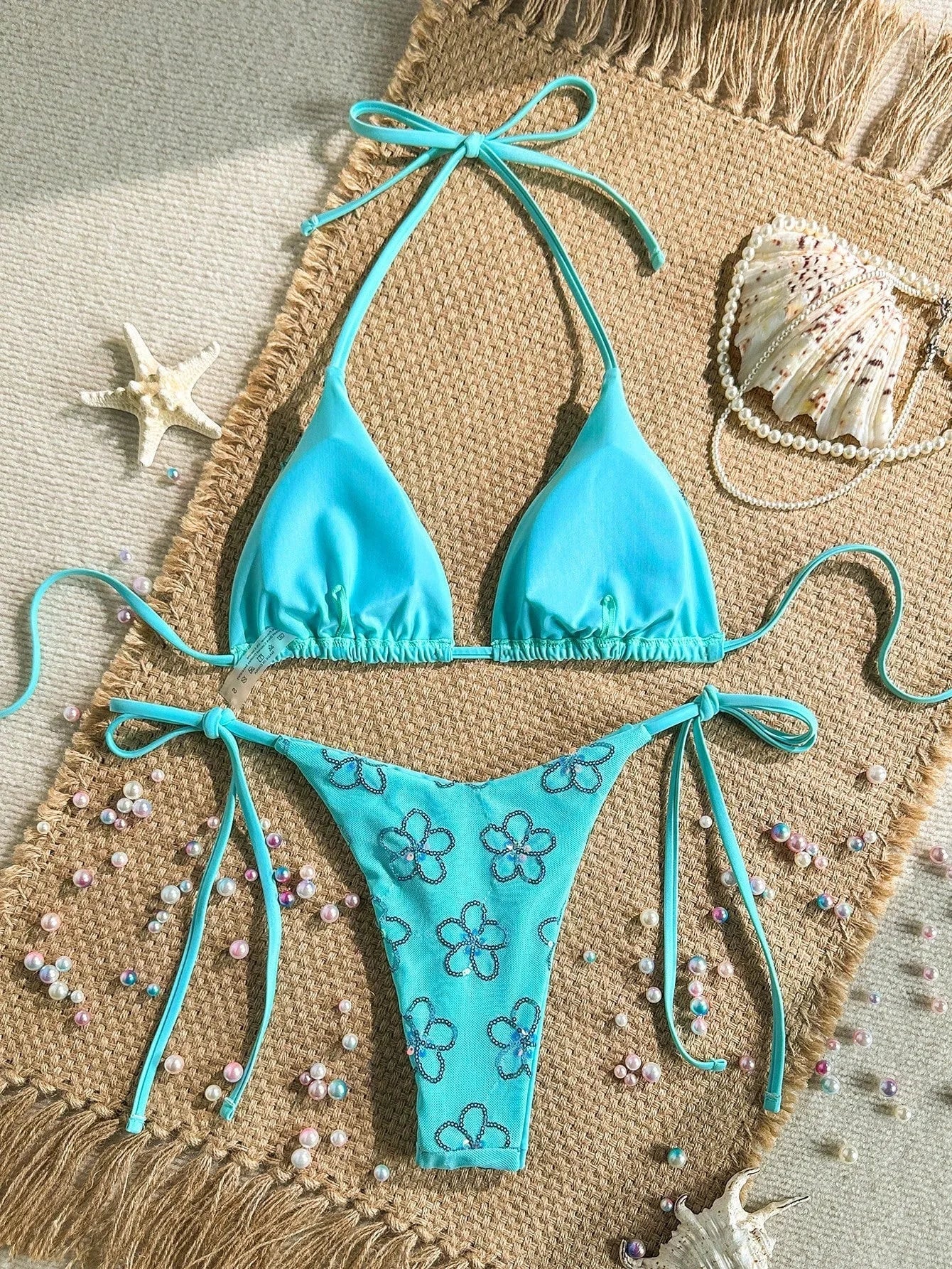 Sexy Sequin Floral Bikini Set