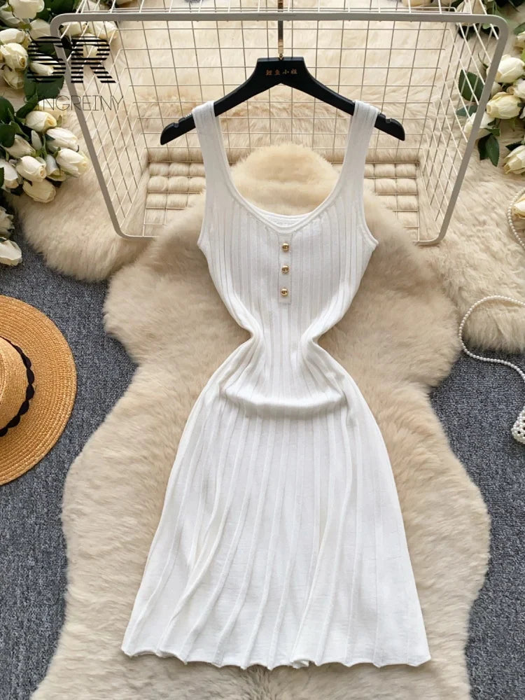 Solid Knitted Basic Tank Dress