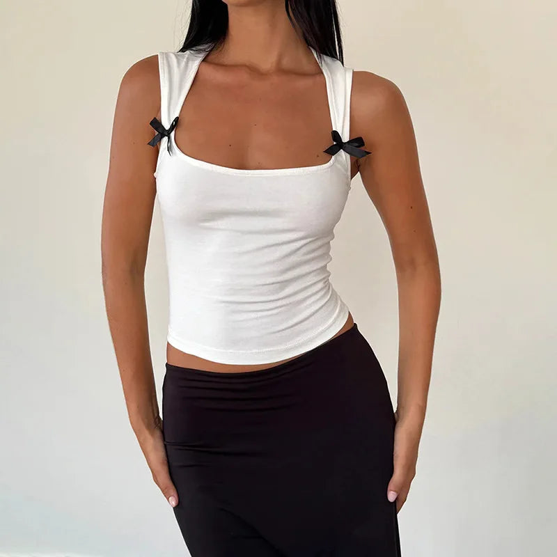Y2K Women'S Bow Tie-Up Tank Tops