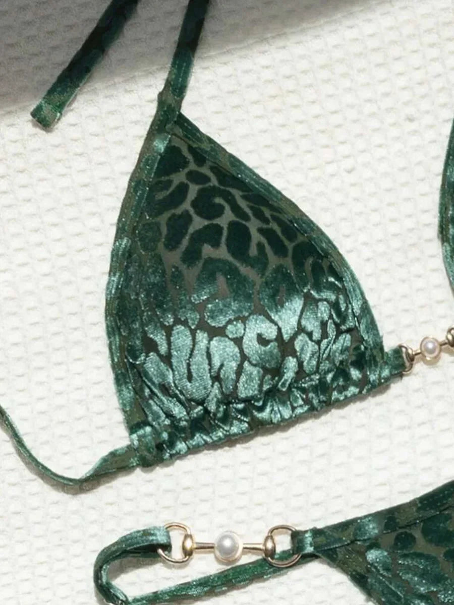 Sexy Leopard Velvet Bikini