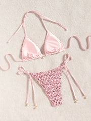 Shiny Pink Sequin Micro Bikini Sets