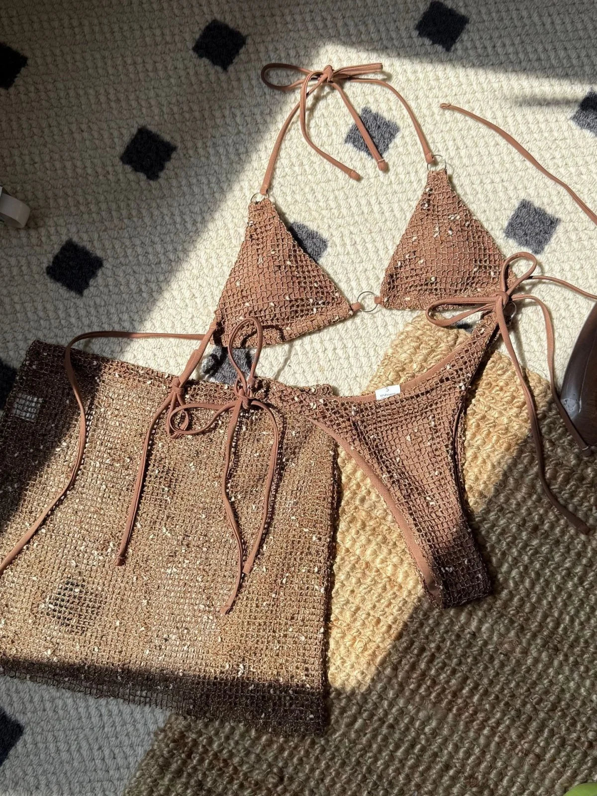 Shiny Pink 3 Piece Bikini