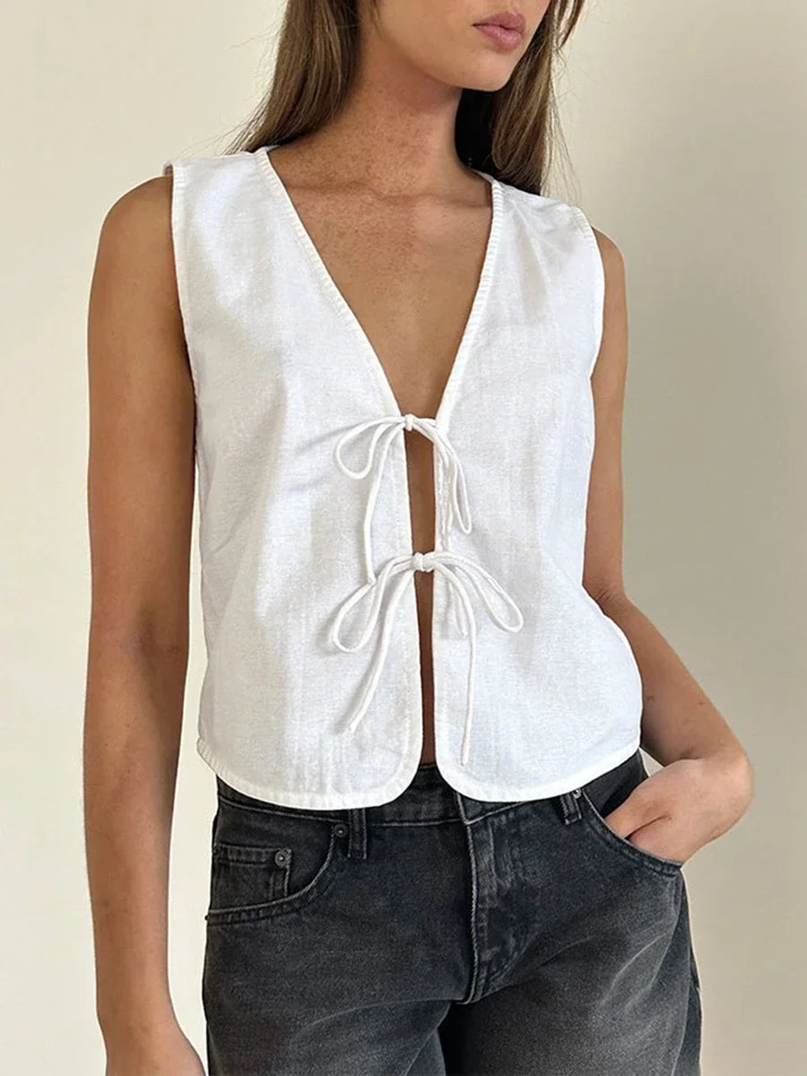 Bow Ties Sleeveless Crop Top