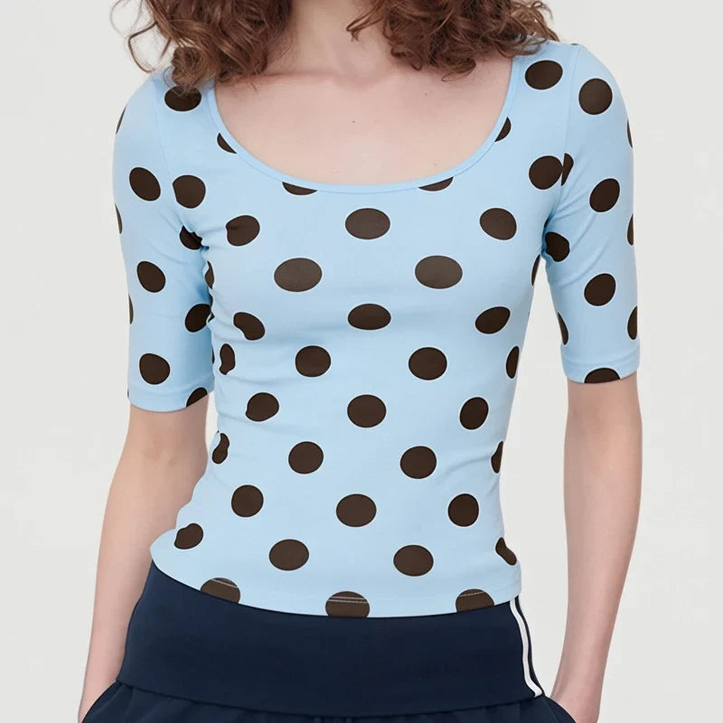 Polka 3/4 Sleeve Crop Top