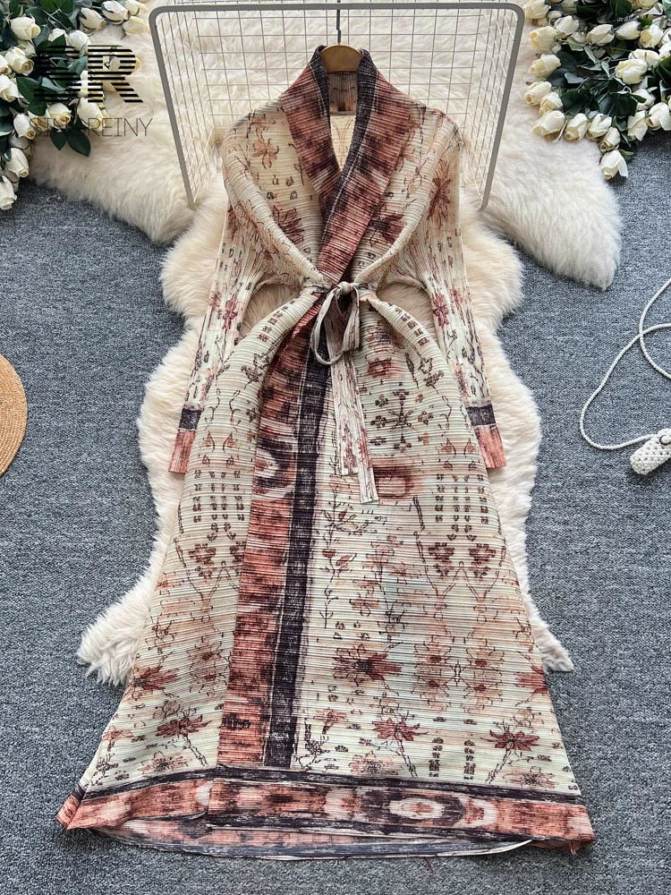 Pleated Art Print Dress