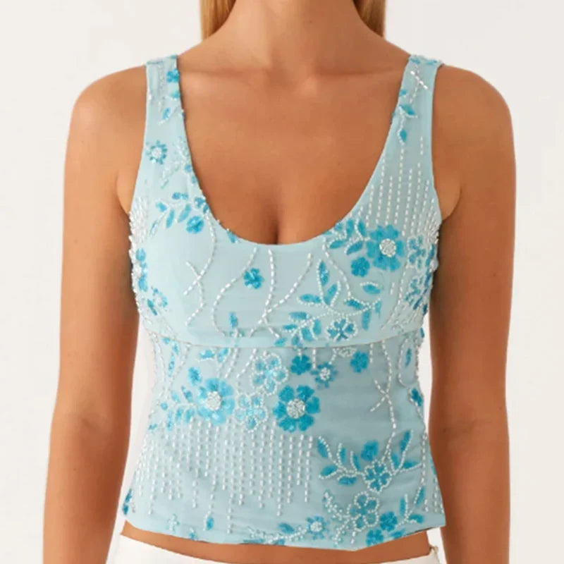 Boho Beaded Embellished Tank Tops