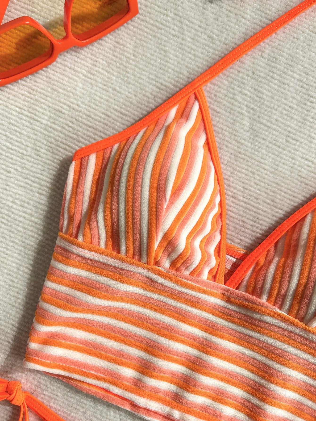 Sexy Orange Striped Bikini Set