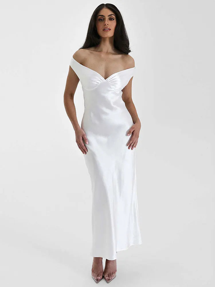 Elegant Satin Backless Maxi Dress