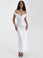 Elegant Satin Backless Maxi Dress