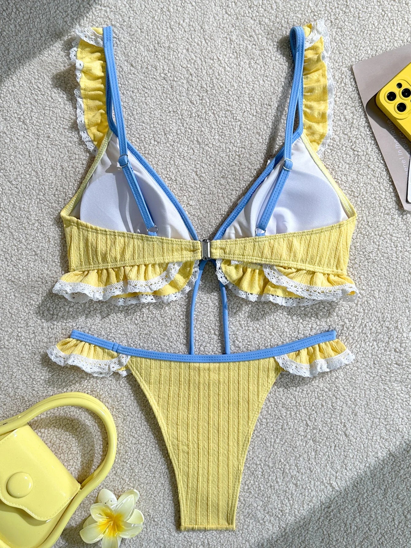 Sexy Yellow Pink Bikini Set