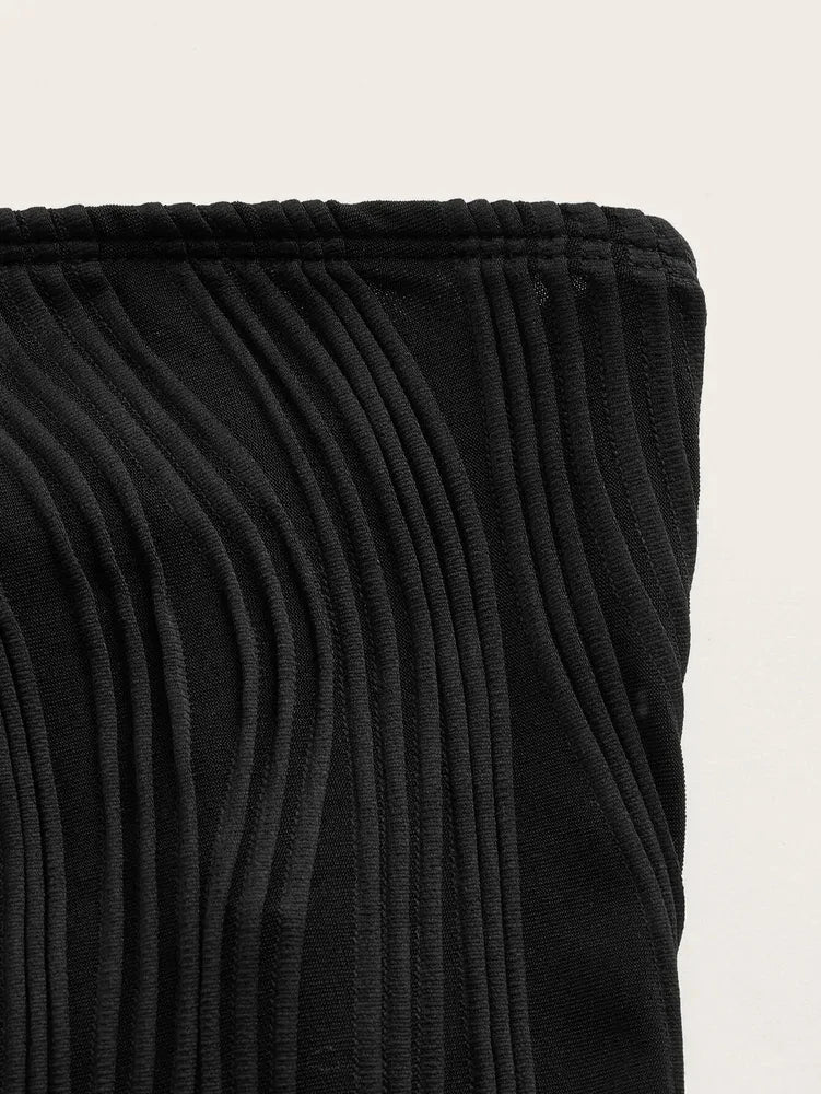 Sexy Rib Knit Strapless Crop Tube Top