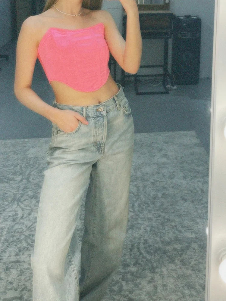 Sleeveless Off Shoulder Velvet Sexy Corset Crop Tops