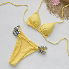 Sexy Silver Pearls Thong Bikini