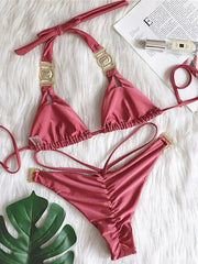 Sexy Halter Crystal Diamond Bikini