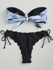 Sexy Scalloped Marble Print Bikini