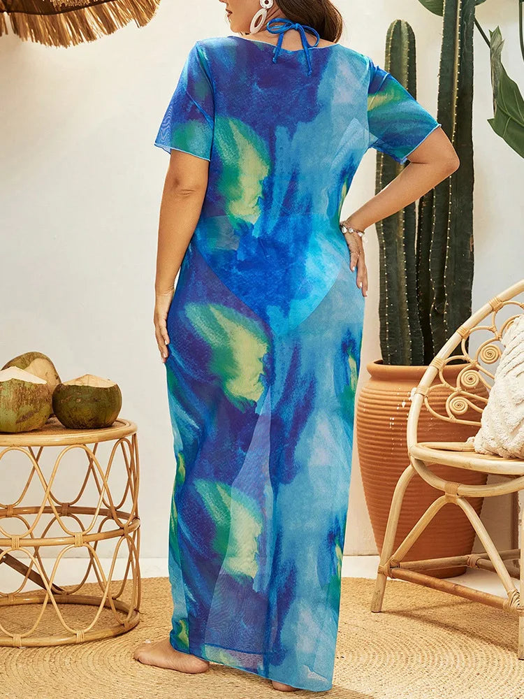 Sexy Blue Tie Dye Gradient Bikini Set