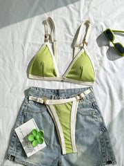 Sexy Khaki Patchwork Micro Bikini