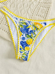 Sexy Yellow Fruit Print Micro Bikini Set