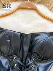 PU Leather Mesh Sensual Dress